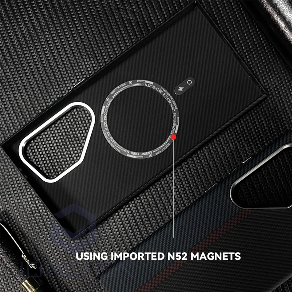 Luxury 3D Cloud Carbon Fibre Patterned Mganetic Slim Case For Samsung Galaxy S24 Ultra S23 Plus Hard Metal Len Cover For Magsafe