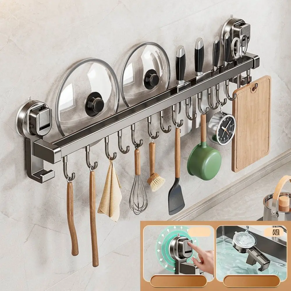 Modern Kitchen Organizer Shelf Wall Suction Hanger For Ripai Cooking Utensil Storage Rack Punch Free Hook Holder Tool
