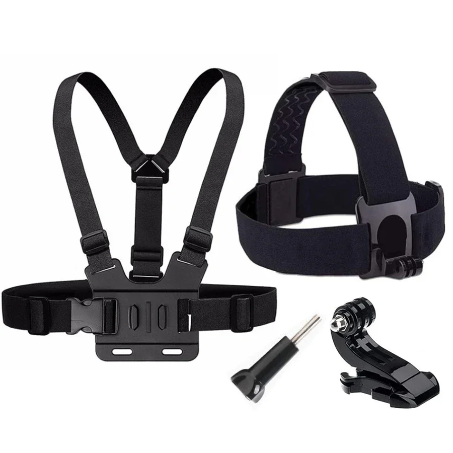 Chest Head Strap Belt For GoPro Hero 12 11 10 9 8 Action Camera Xiaomi Yi 4K Sjcam Sj4000 Insta360 Accessories With J-hook Mount