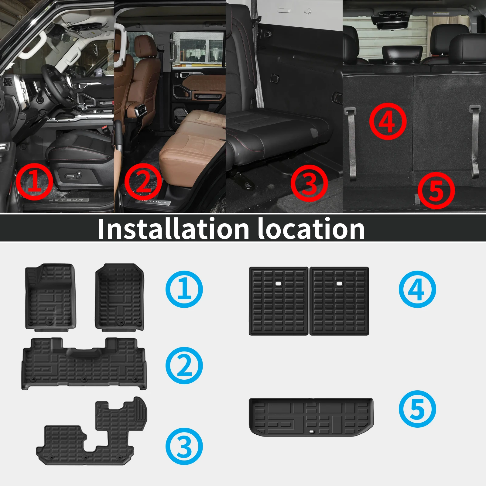 for Jetour T2 Traveller 2024 2025 High Elasticity TPE Car floor Mats pad Wear-Resistant Easy Maintenance Accessories