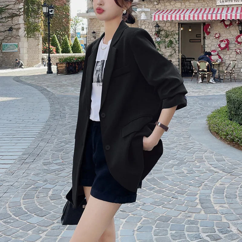 HKSH الخريف جديد المرأة المد السترة بدوره إلى أسفل طوق طويلة الأكمام واحدة الصدر الظهر زرر جيب معطف الموضة الأنيقة HK10695