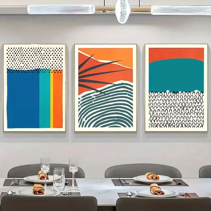 

3pcs Modern Classic Abstract Geometric Canvas Posters for Offices, Living Rooms, Bedrooms, Kitchens, and Interior Decoration