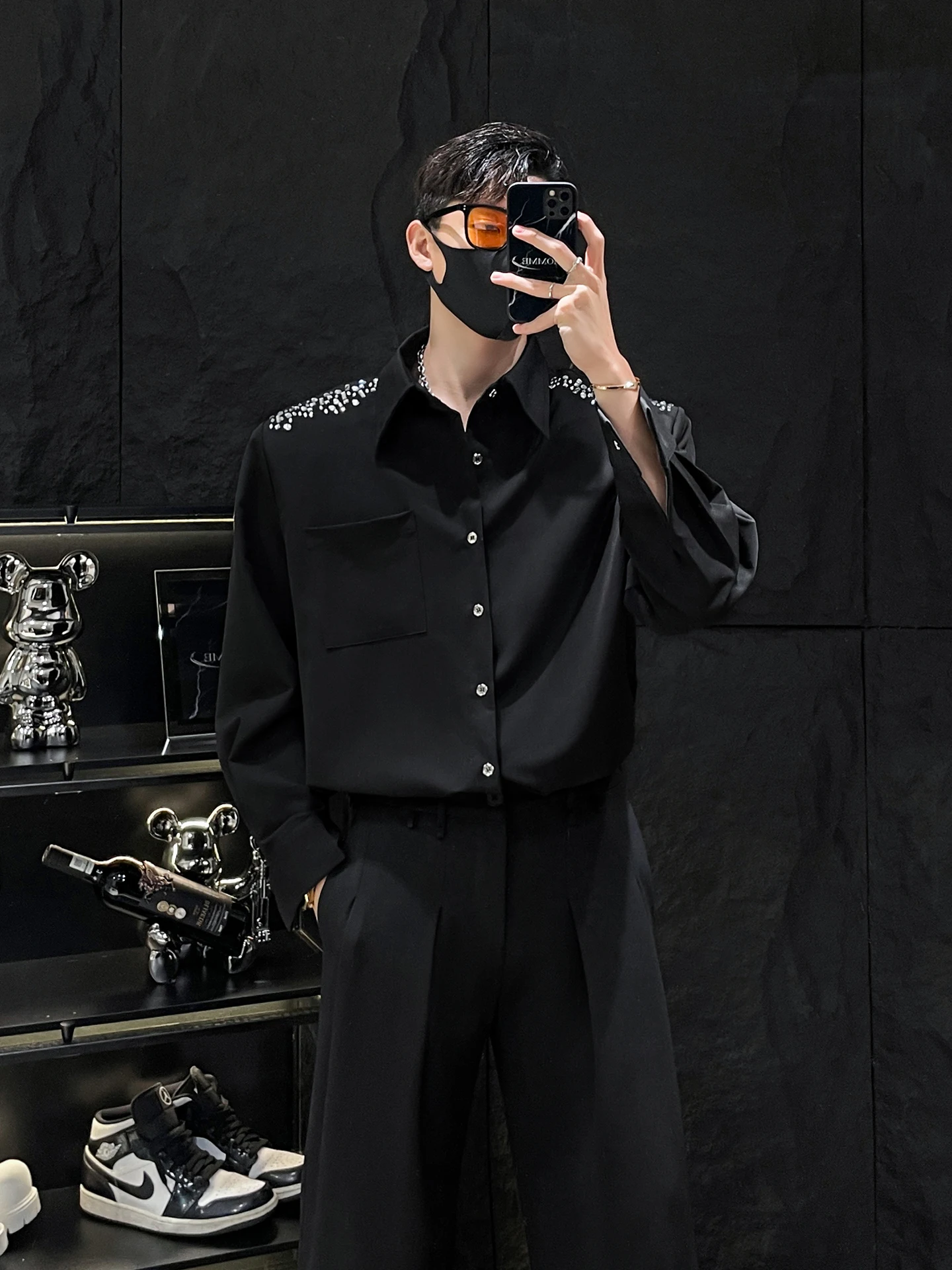 

Heavy Embellied Long Sve Bla с подкладкой, повседневная одежда для мужчин, свободная посадка, классический, на пуговицах, всесезонные