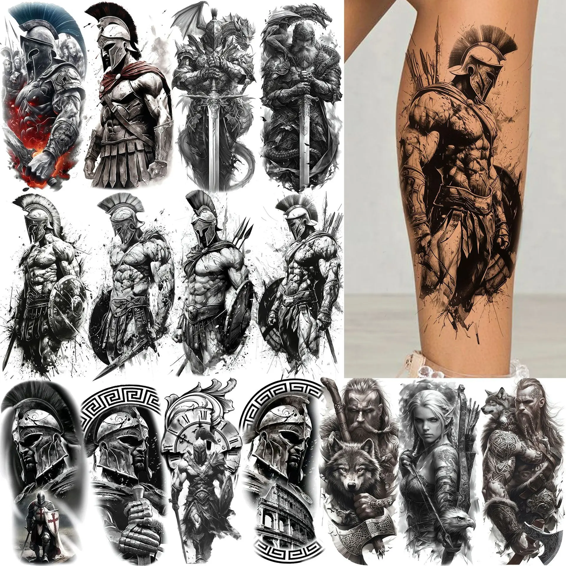 

Samurai Zeus Temporary Tattoo Stickers Waterproof Non Toxic Durable for Arm Calf High Quality Various Designs