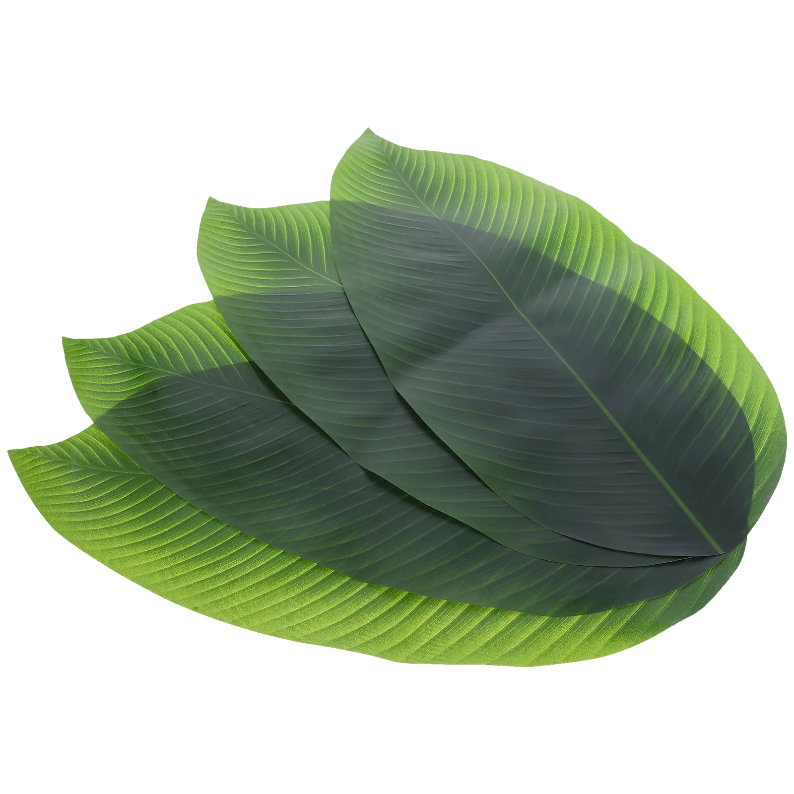 

4Pcs Simulation Tree Leaves Decoration Lifelike Green Leaf Placemat Sashimi Dish Mat Hawaiian Party Table Decor Fake Banana Leaf