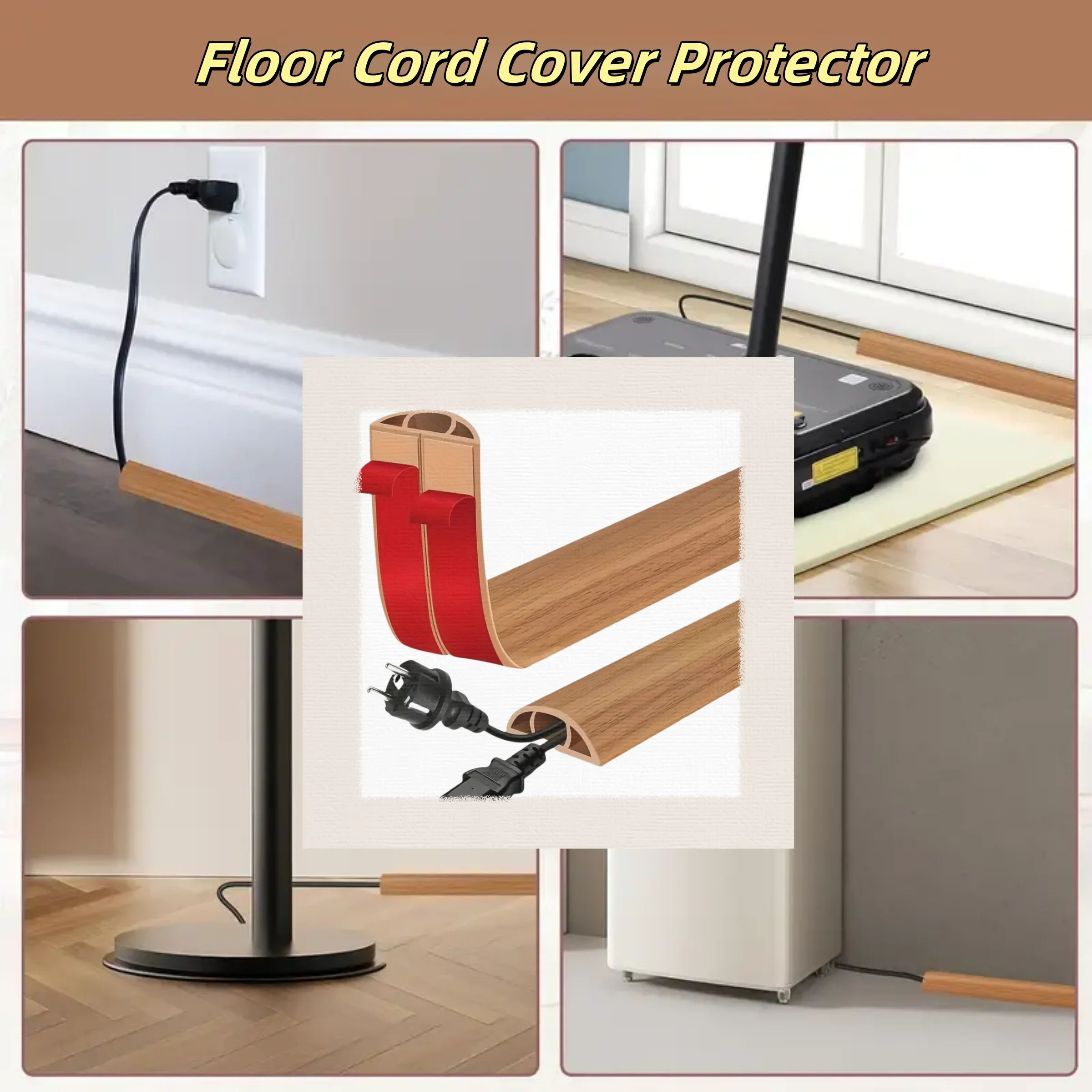 1PC 39.37/78.74in PVC flexible cable trough Self-adhesive flame retardant curved floor cable trough Installation