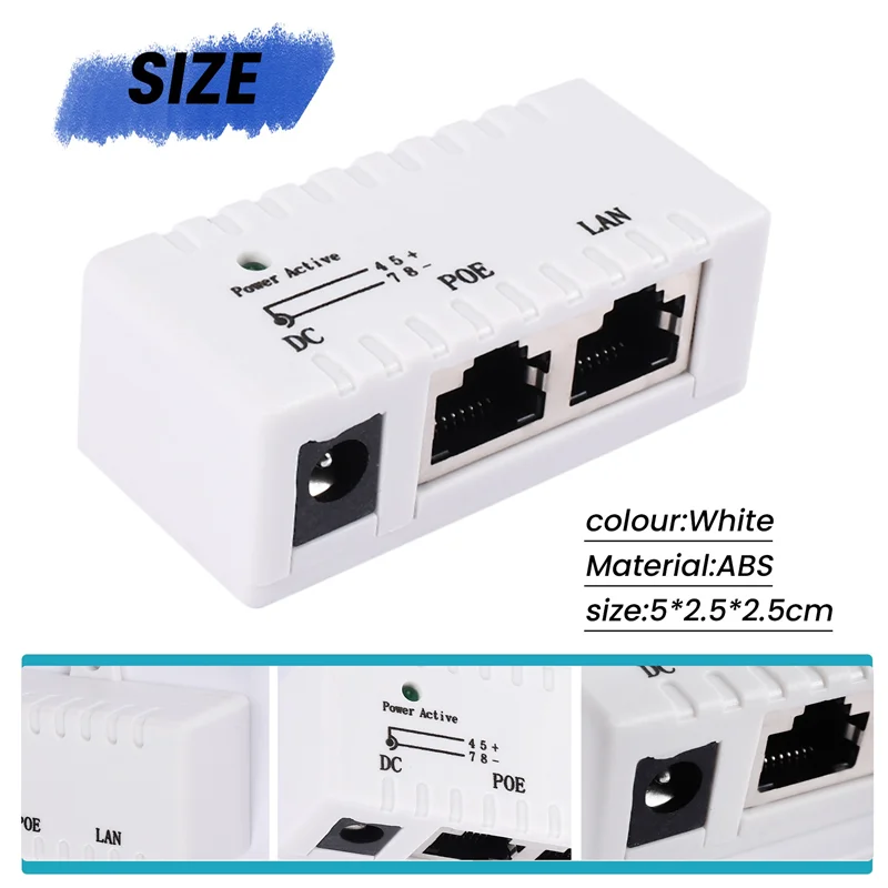 B47C Poe Splitter Poe Injector Rj45 DC 5,5 мм X 2,1 мм Вход Пассивный Poe Injector Разъем адаптера для сетевой камеры IP