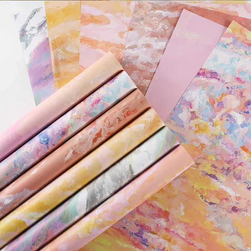 10pcs 38*53cm Thickened painted flower bouquet packaging paper sea newspaper Color splashed ink waterproof gift wrapping papers