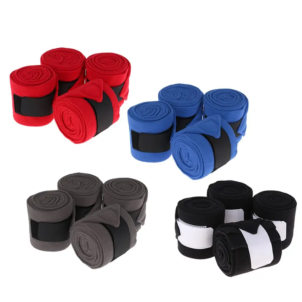 Envoltura de piernas de cuidado de caballo, forro polar suave para protección de piernas, 4 rollos
