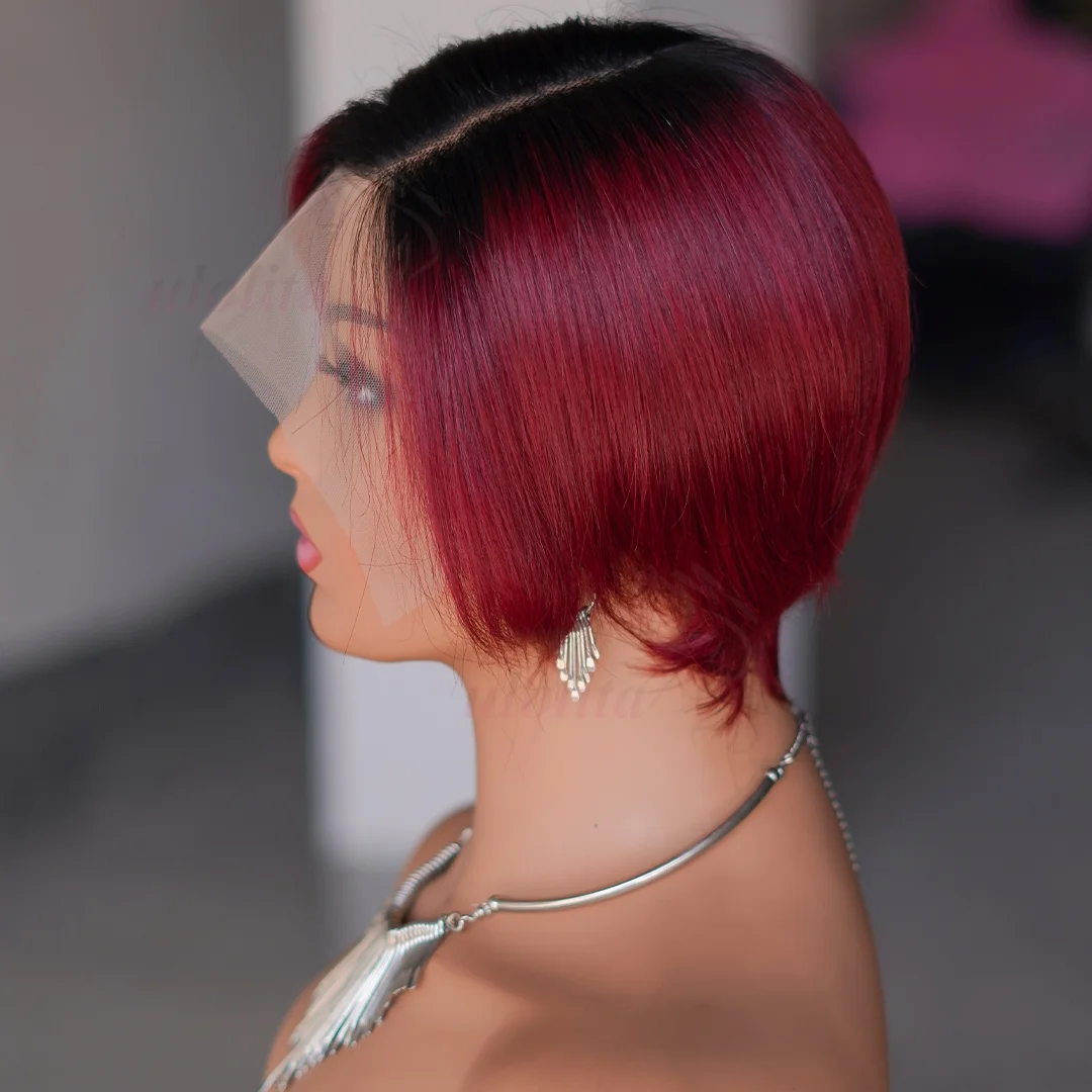 99JPixie Cut 13x4 Transparente Lace-Front-Perücken für Frauen, kurze Bob-Perücke, Inidan, vorgezupfte Lace-Frontal-Perücke aus Echthaar, 200 Dichte – Detail 22