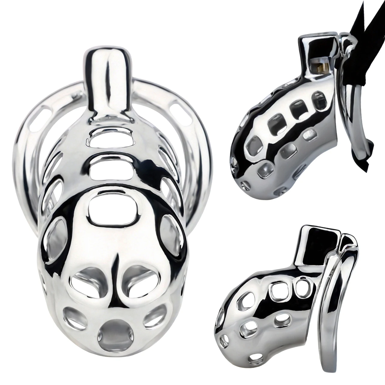 FRRK Femboy Abstinence Breathable Metal Chastity Device With Three-Way Elastic Auxiliary Strap Penis Bondage Adult Fetish Toys