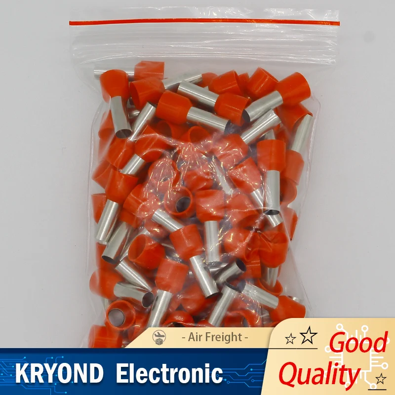 100PCS E10-12 Rohr Isolierklemmen 10mm2 Kabel Draht Crimp Stecker E-