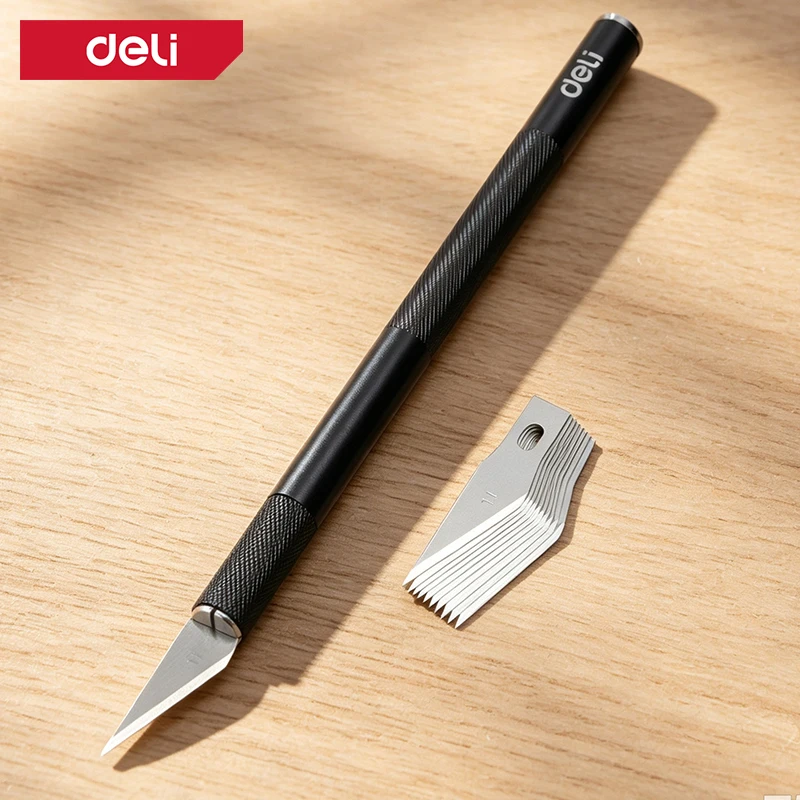 SK5 Precision Craft Knife with 10pcs #11 Blades Aluminum Non-Slip Handle Hobby Carving Engraving Cutter For PCB Phone Repair Art