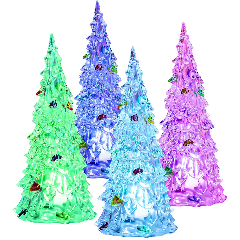 

6 Pcs Desktop LED Christmas Tree Decoration Light Acrylic Shatterproof Mini Trees