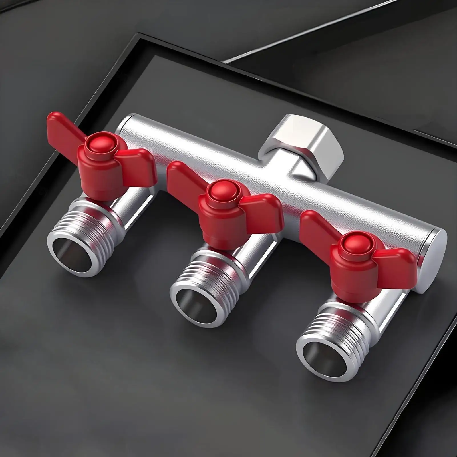 

Разветвитель для садового шланга на 3 выхода, усиленный, с большим запорным клапаном, для наружного использования, для полива газонов