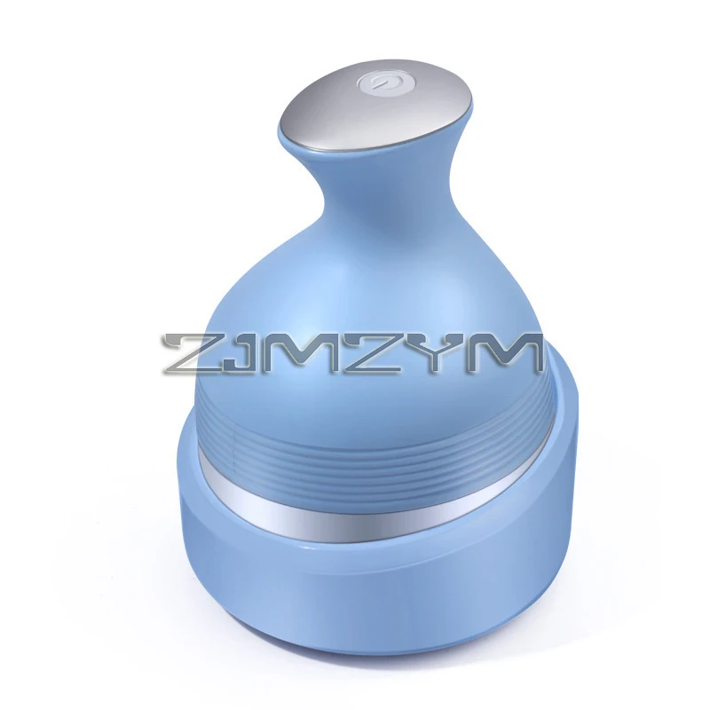 Masajeador eléctrico inalámbrico para cuero cabelludo, dispositivo impermeable para limpieza profunda, carga USB, desmontable, Color azul y blanco