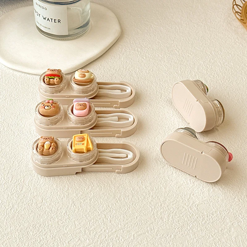 Mini Cartoon Drawer Style Lens Container Women INS Contacts Lens Case Men Color Contact Lenses Storage Box Portable Travel Set