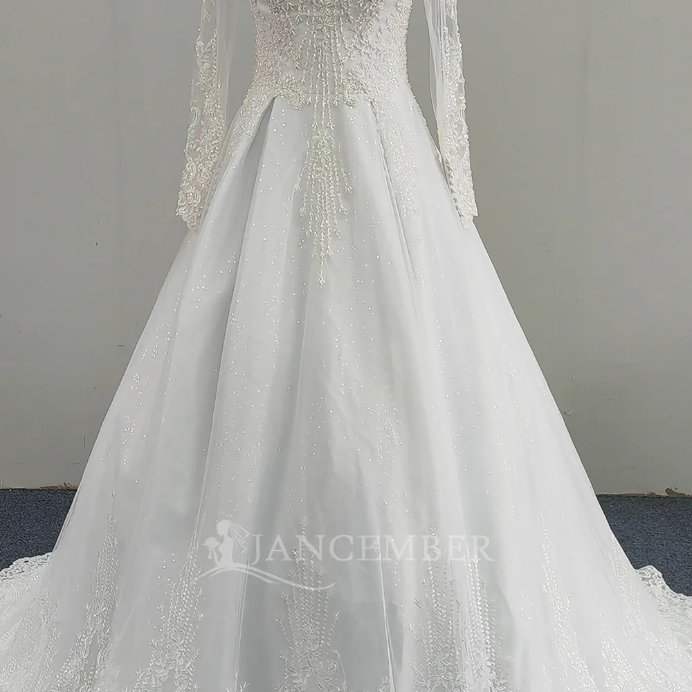 사용자 정의 섹시한 긴 소매 레이스 a 라인 웨딩 드레스 새로운 신부 페르시 우아한 하이 넥 비치 신부 드레스 vestido de novia