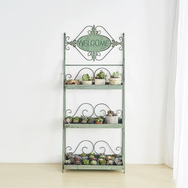 

Wrought iron flower stand Nordic home creative decoration retro succulent rack, storage rack, flower pot rack, gardening