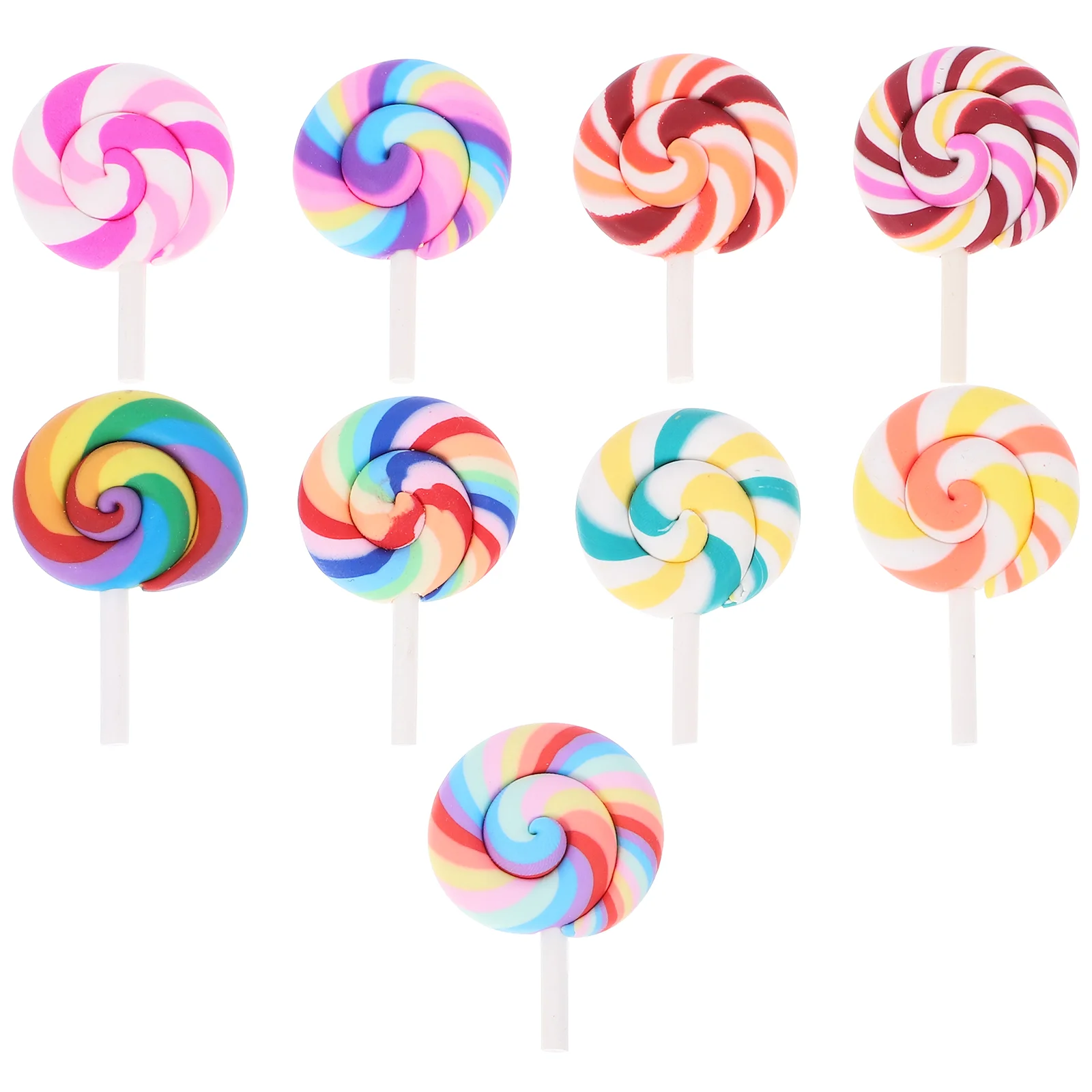9 Pcs Simulation Lollipop Decor Candy Decorations Toy Fake Polymer Clay Photography Prop Baby Model