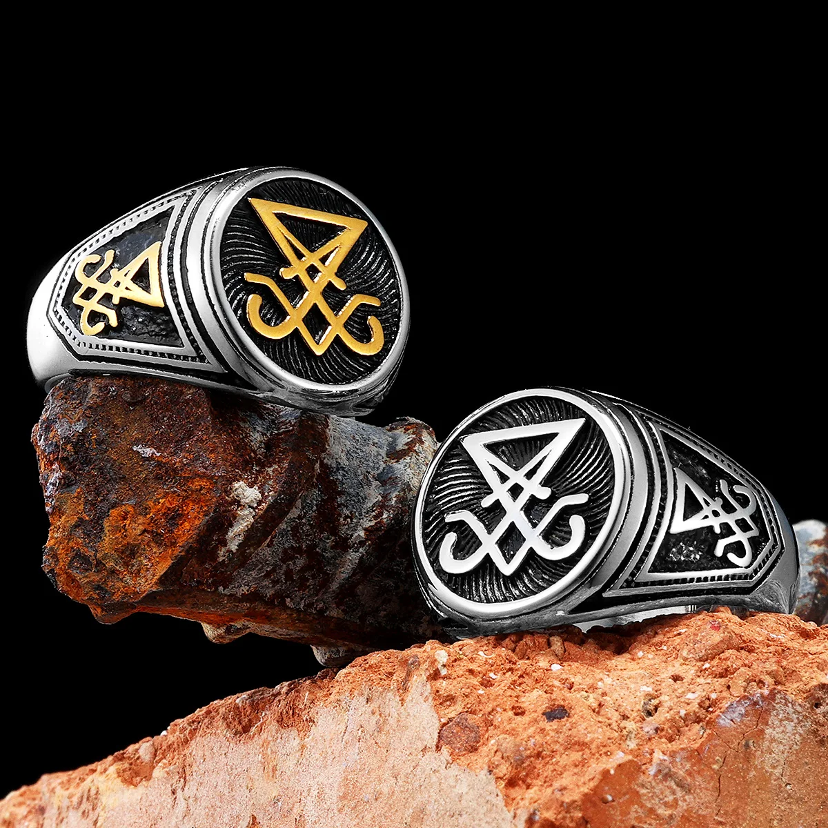 

Satan Lucifer Stainless Steel Men Rings Punk New In For Male Women Fashion Jewelry Creativity Gift Wholesale Dropshiping