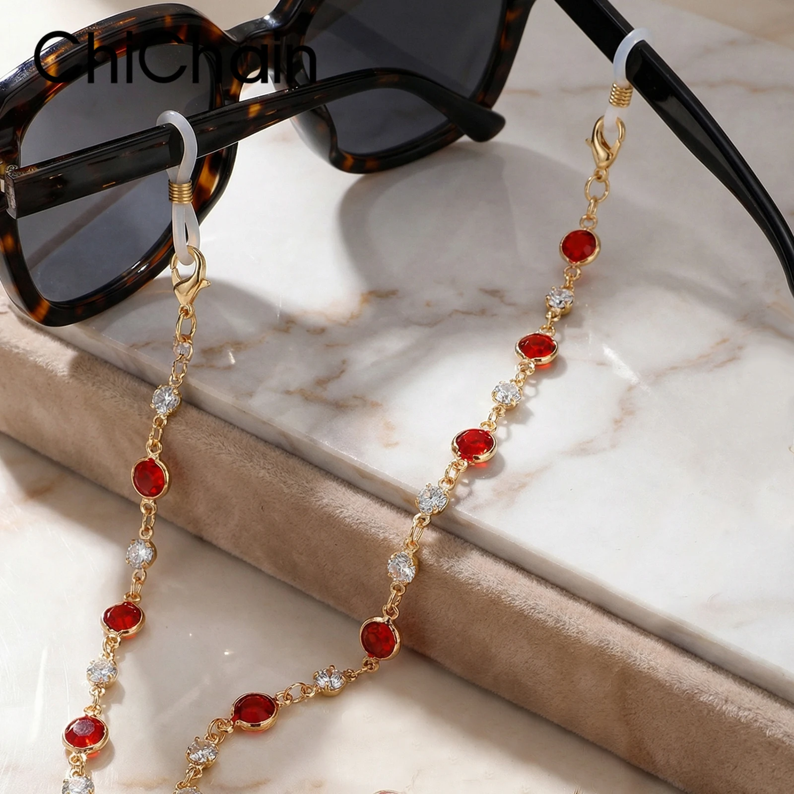 2025 New Colorful Glass Bead Glasses Chain (1 Pack) Anti-Loss Metal Glasses Chain Multifunctional Mask Chain Glasses Accessories