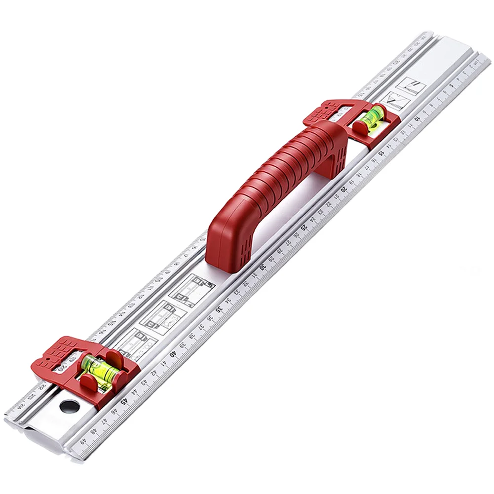50cm Aluminum Alloy Straight Ruler With Dual Bubble Level For Woodworking Model Making For Tile Installation