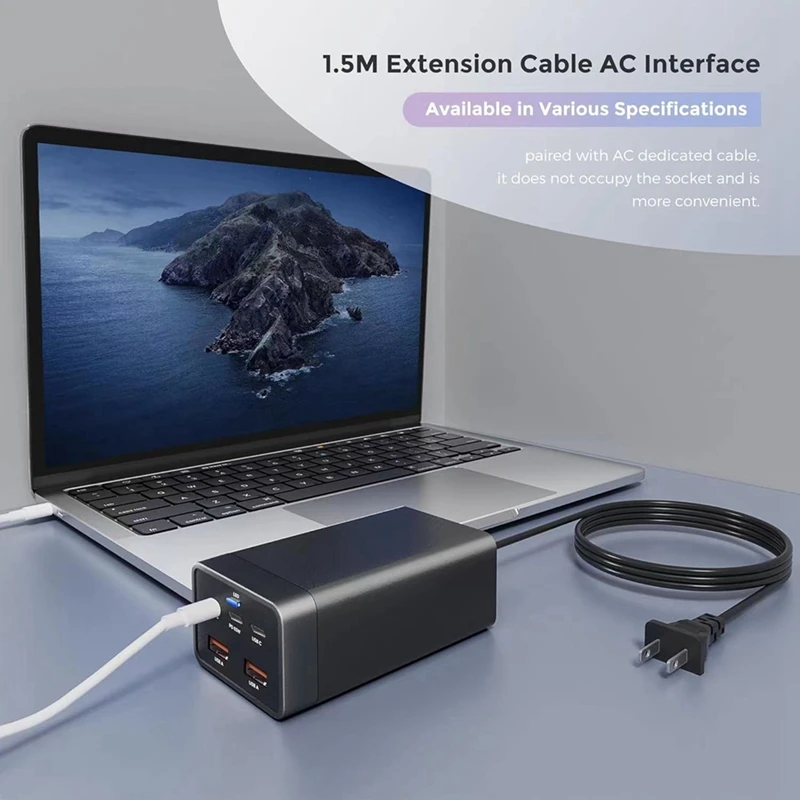 FULL-125W Gan Charger Desktop Fast Charger 5-In-1 PD65W Charger For Iphone15 14 13 Pro Max Xiaomi Samsung