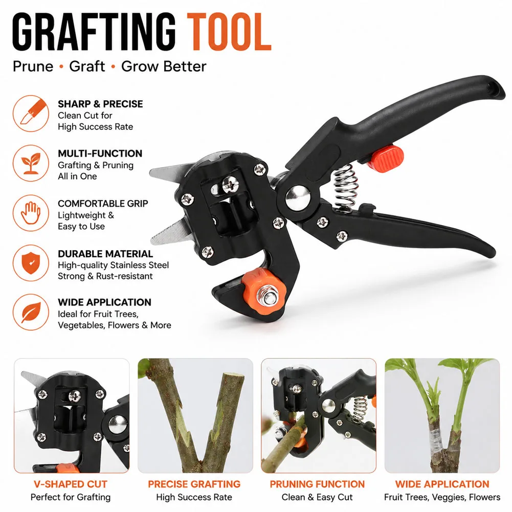 2 IN 1 Garden Grafting Tools, Garden Pruning Tools, Grafting Knife For Plant Branch Vine Fruit Tree Cutting, Pruner Tool Kits