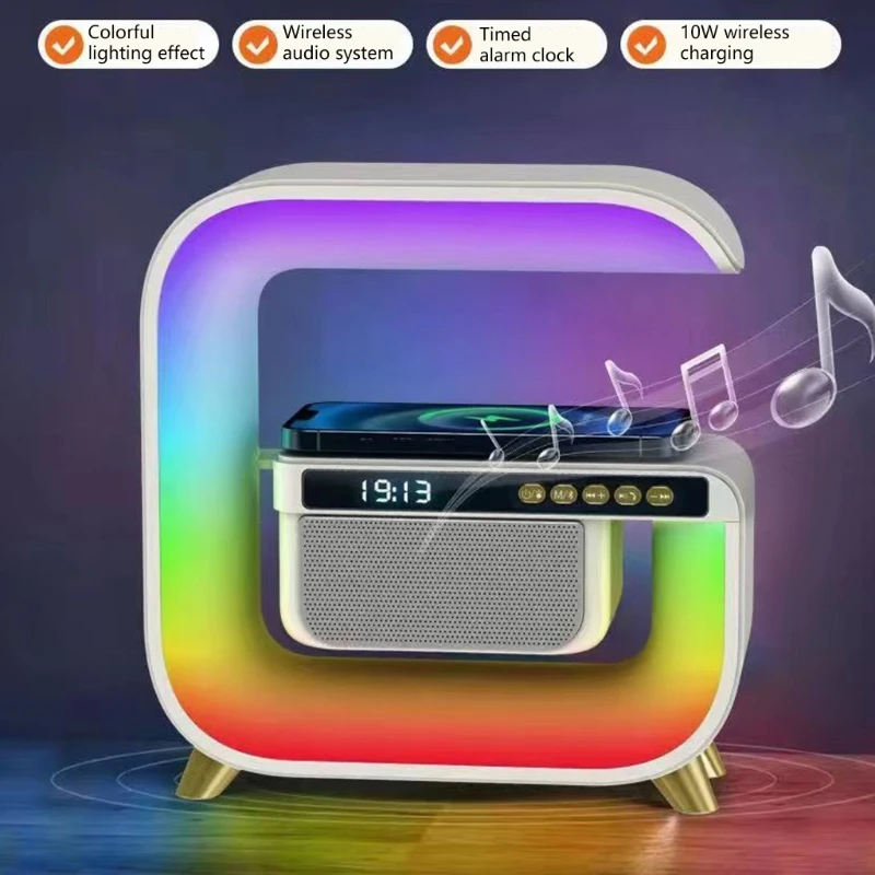 Colorful Night Lamp Wireless Bluetooth-compatible Speaker Portable Alarm Clock