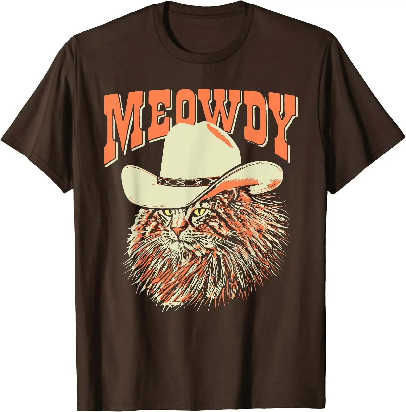 Meowdy! Funny Country Music Cat Cowboy Hat Vintage T-Shirt Anime Graphic T-shirts For Men Clothing Women Tees