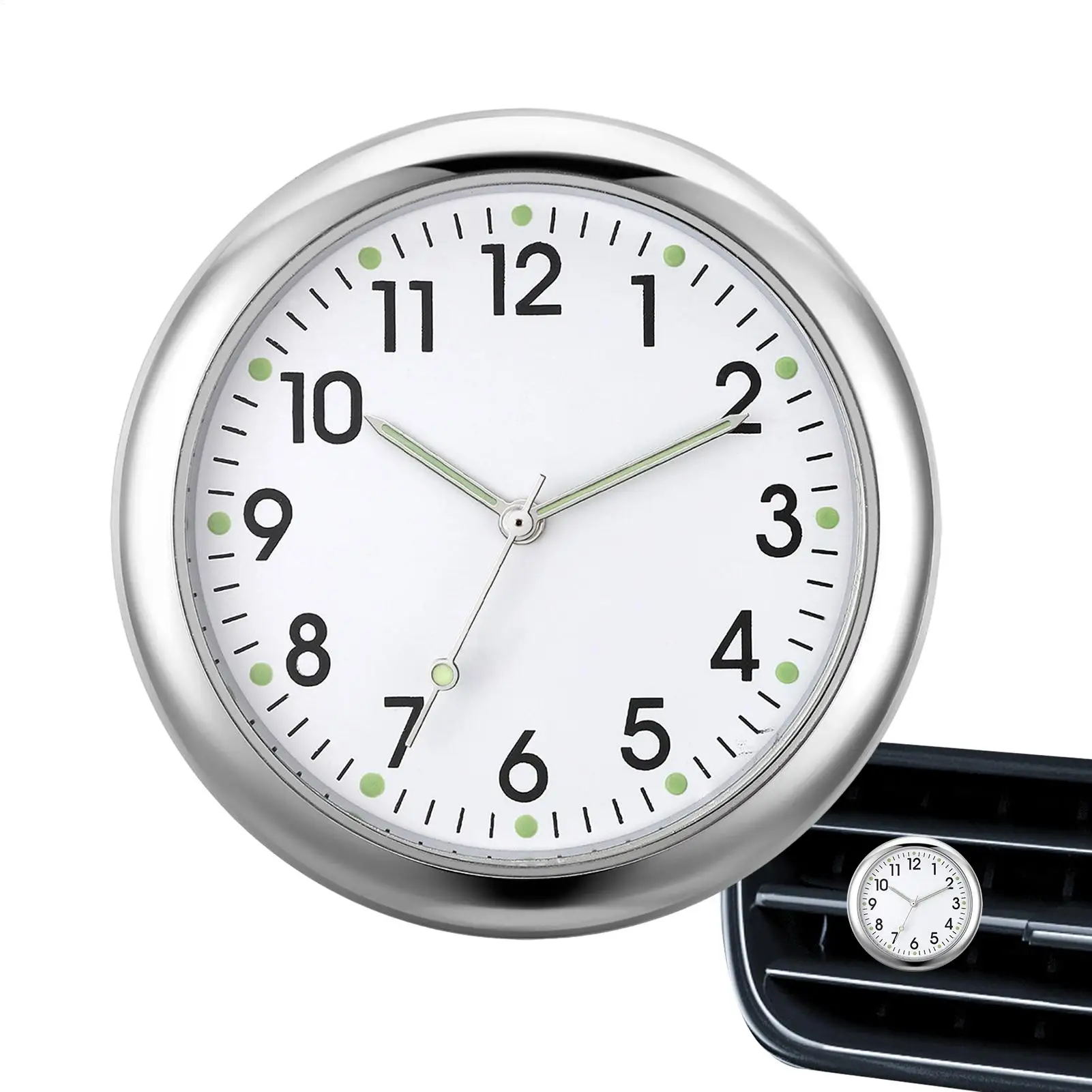 40mm Luminous Decorative Clock Car Clock Mini Quartz Analog Car Dashboard Time Stick-On Clock Replacement Car Decoration