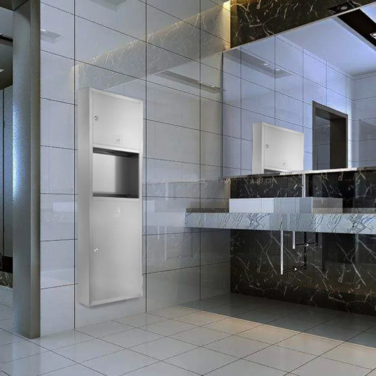 

‌Stainless Steel 3-in-1 Paper Holder with Hand Dryer - Wall-Mounted Toilet Paper Dispenser & Hand Towel Box for Hotel Bathroom