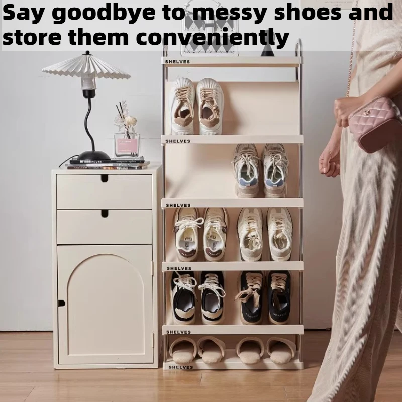 Entrance Hall Shoerack Space Saving Organizer Living Room Shelf Milky White Shoe Rack Home Storage System Shelves Furniture
