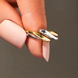 CAOSHI Unique Two Tone Twisty Rings for Women Gold/Silver Color Simple Stylish Daily Wear Finger Accessories Party Jewelry Gifts
