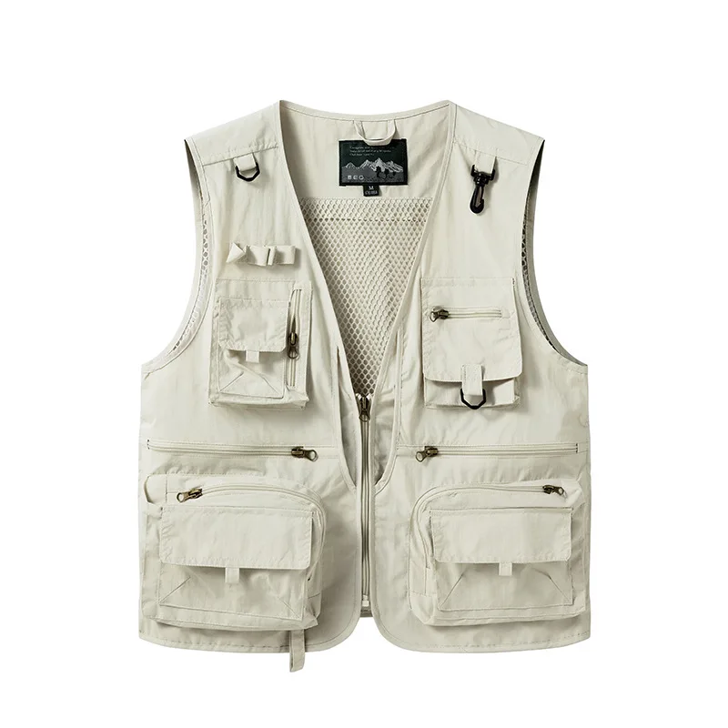 

Men's Casual Outdoor Fiing Photoaphy Me Vest Qui Dry Multi-ket Spring Autumn New Sle Loose Fit Faion Ci V-Ne