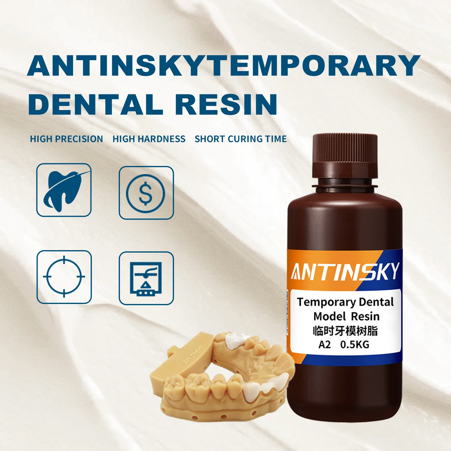 Żywica do tymczasowych modeli dentystycznych Antinsky 405nm 0.5kg, do zębów, wysoka precyzja/niski…