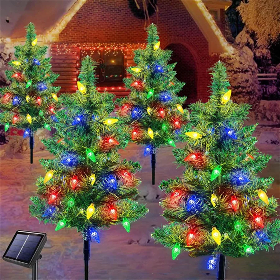 

Solar Christmas Tree Light With C6 Strawberry Fairy Light Solar Powered Christmas Garden Light 8 Modes Solar Stake Pathway Light