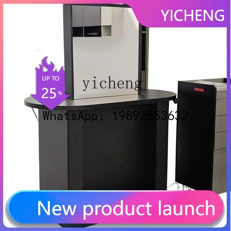 H3  Barber Shop Hair Salon Mirror Perm and Dyeing Area Hair Cutting Seat Mirror Table Electric Lift Makeup
