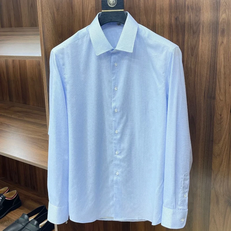 High Quality Men's Shirts Blue Shirt Mens Premium Casual Shirts Long Sleeve Prettier Business Shirt Men's Clothing