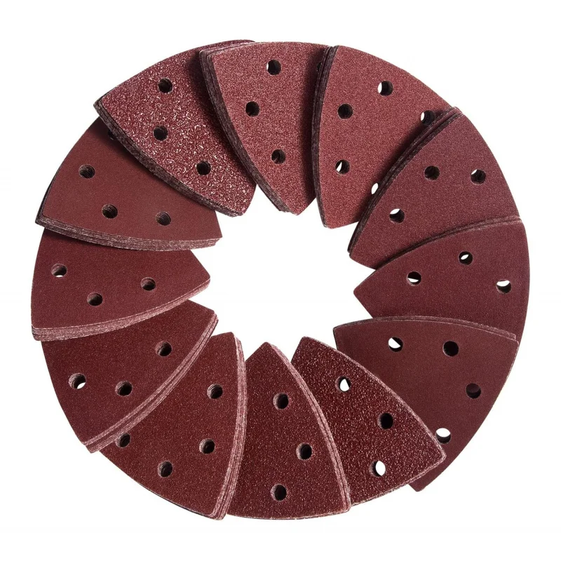 6-Hole Mouse Sandpaper 40/60/80/120/180/240 Grit Aluminum Oxide Backing 93*93*93mm Size