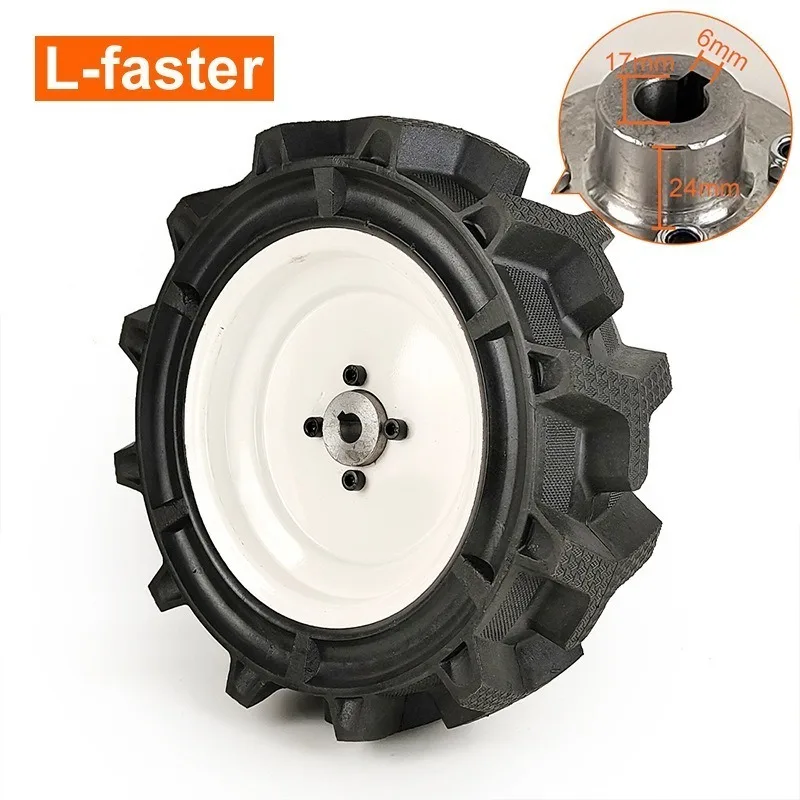 14 Inch Solid Tubeless Agricultural Tire with Steel Hub,17mm Bore Replacement Wheel for Electric Lawn Mower