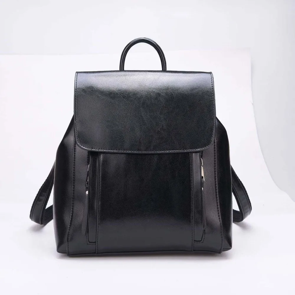 

Retro Leather Backpack Women Waterproof Magnetic Buckle Oil Wax Rucksack Multi-Pocket Large Capacity Anti-Theft Travel Bag