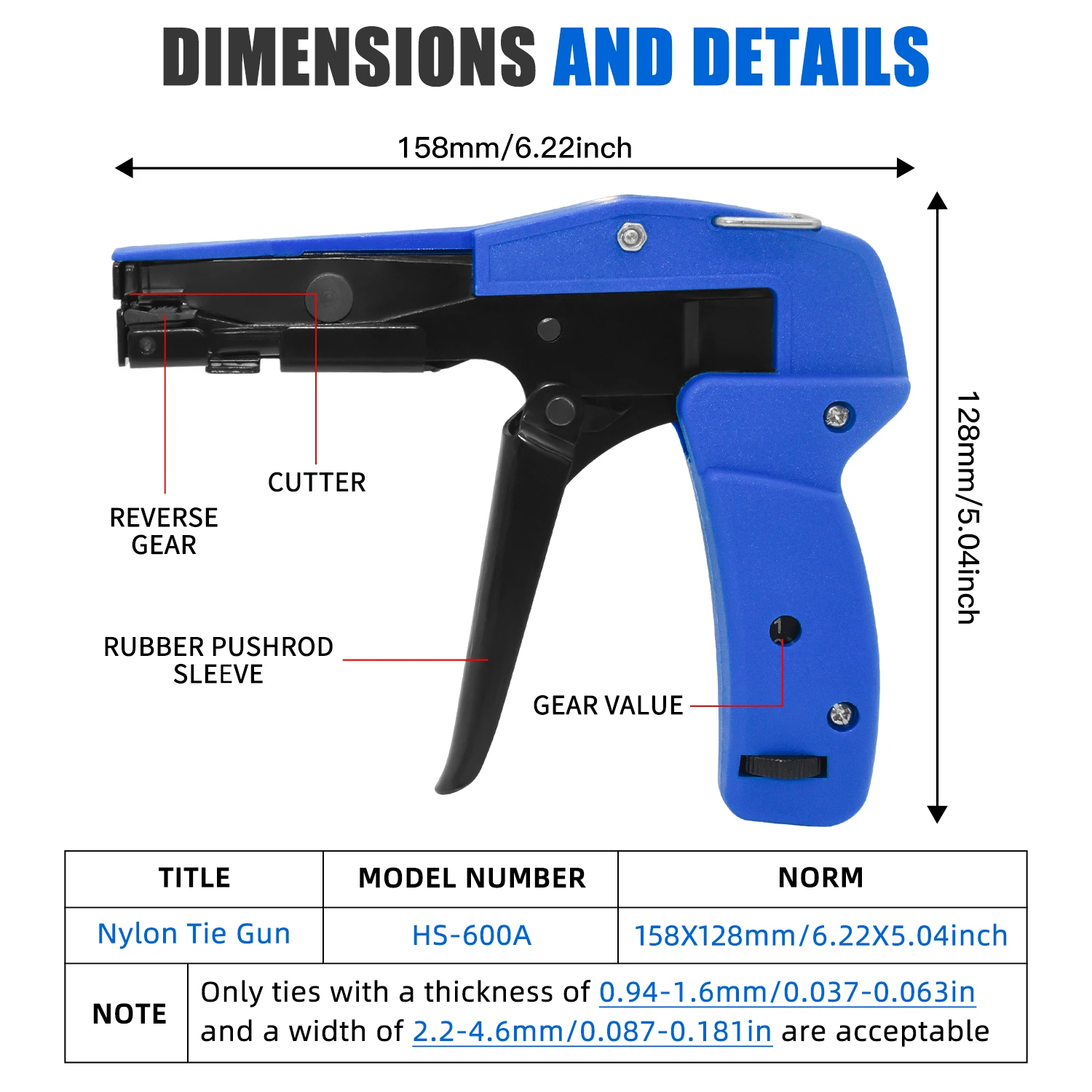 Hs-600a  Plier Fastening And Cutting Tools Special For Cable Tie Gun For Nylon Cable Tie Width: 2.4-4.6mm Hand Tools