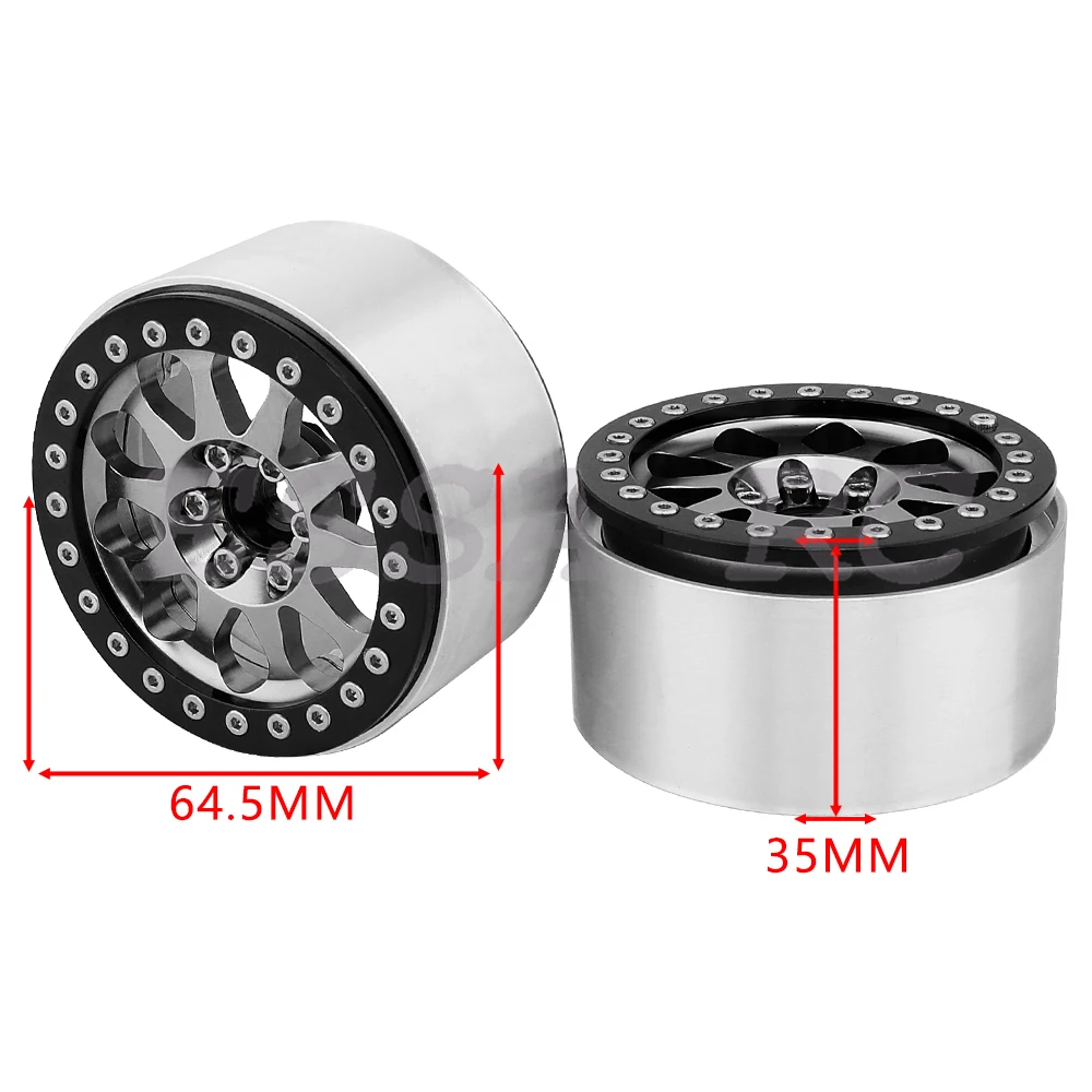 2/4 Stück 2,2 Zoll Beadlock-Radnabenfelgen aus Aluminiumlegierung für TRX4 TRX6 Axial SCX10 III 1/10 RC Crawler – Detail 3