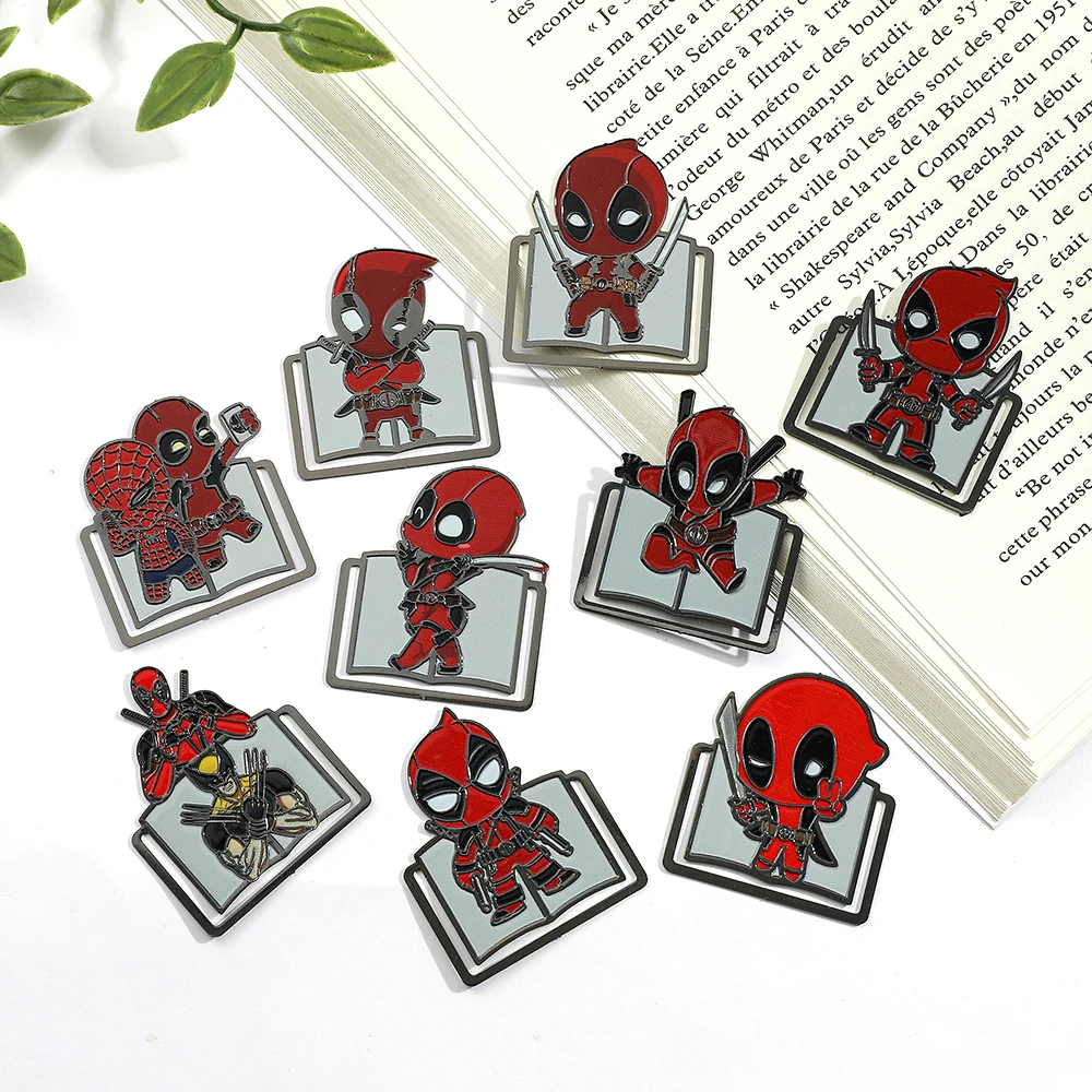 New Marvel Deadpool & Wolverine Brass Bookmark for Men Women Teen Reading Supplies Book Page Paper Clips Accessories Fans Gifts