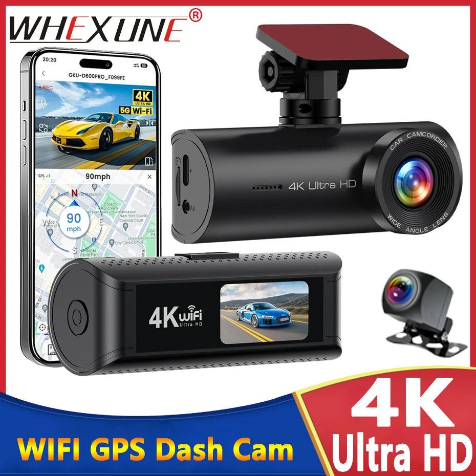 4K Full HD Dual Dash Camera,Front 4K+Rear 1080P,GPS Tracker Built-in WiFi,1.97