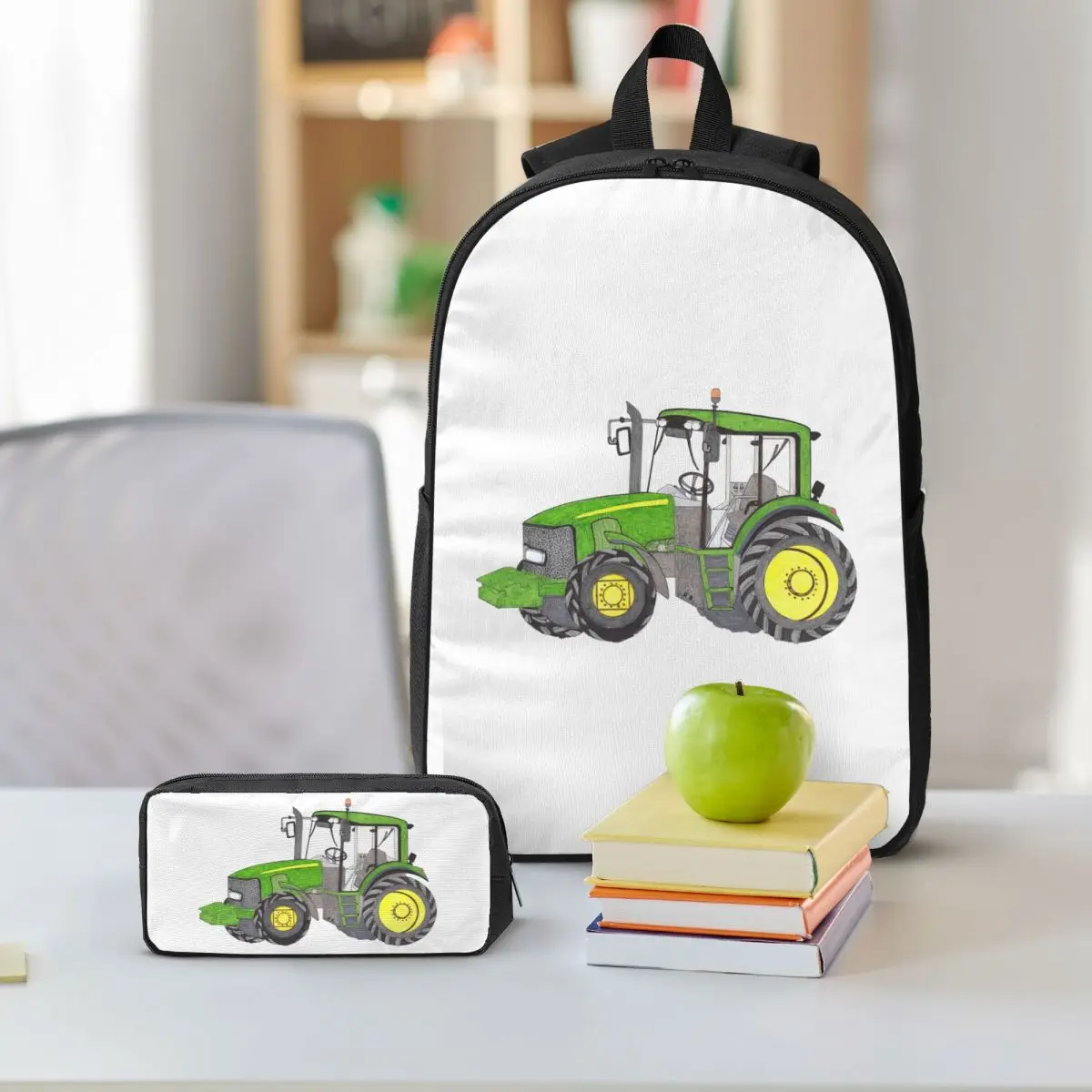 TRACTOR Backpack Student BookBag School Bag Shoulder Bags 3ps Insulated Lunch Bag Pencil Case