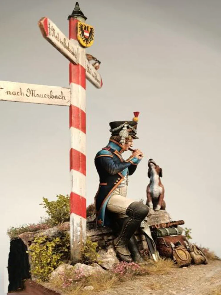 Soldato in resina 1/24 75mm soldato antico SIT CON cane Modello smontato non verniciato Kit di costruzione di figure