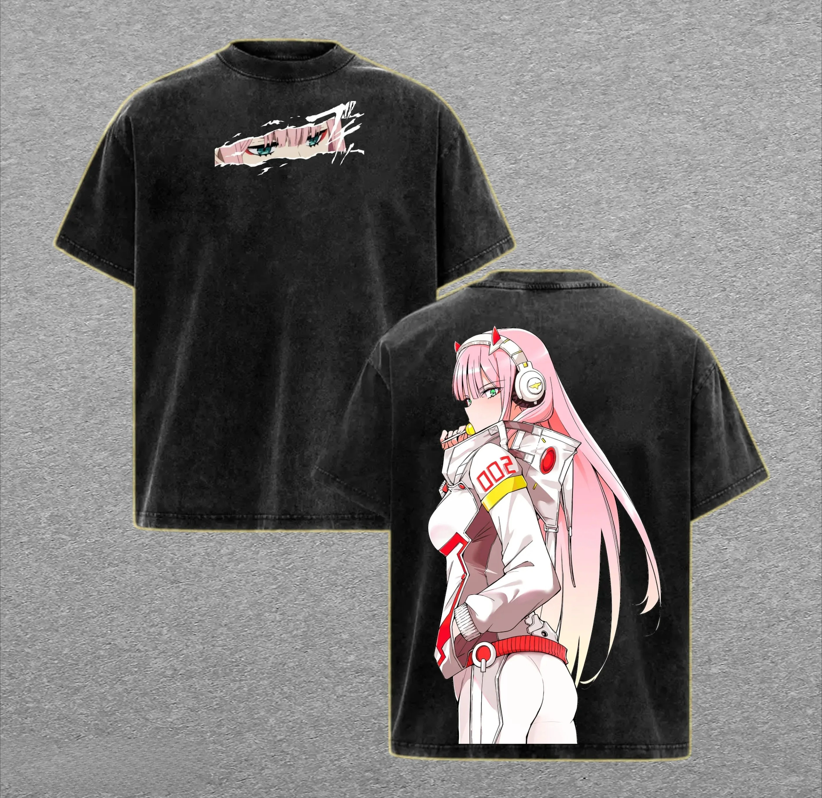 Zero Two DARLING in The FRANXX T-shirt Anime Printed Washed Y2k T Shirt Men Women Clothing Summer Short Sleeve Cotton Tees Tops
